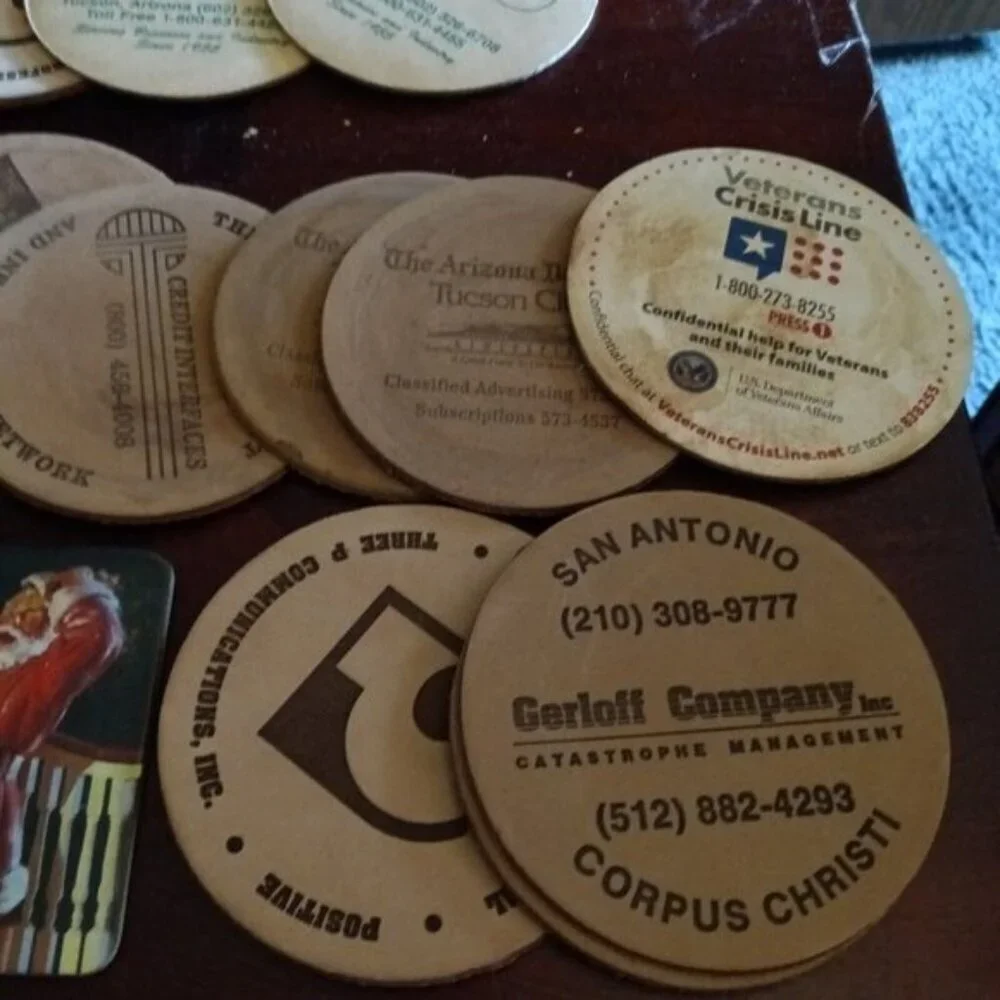 15 Lot of Vintage Beer Coasters Advertising Some Leather